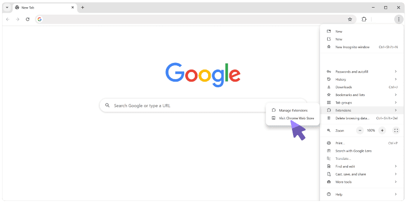 Página principal de Chrome Web Store en el navegador