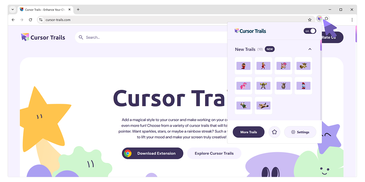 1. Cursor Trails menu